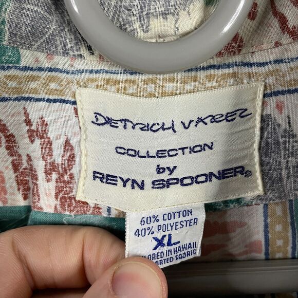 Vtg Detrich Varez X Reyn Spooner Shirt Mens XL Hawaiian Popover Button Down - Picture 4 of 9